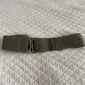 Adjustable Army Green Olive Canvas Belt with Grommets - Military 2.25” wide